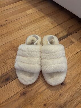 UGG Cream Shearling Slide Slippers